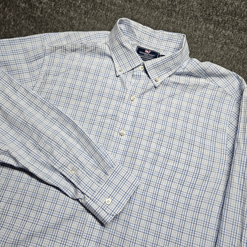Vineyard Vines Button Down Mens XL Blue White Slim Fit Murray Shirt 1W1431